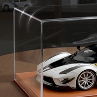 Vitrine de rangement pour modèles réduits de voitures 1/24 avec couvercle transparent en alliage acrylique et base en cuir pour voitures miniatures - Marque BJ