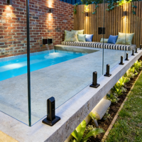 Rampe en verre carrée moderne en acier inoxydable brossé, fixation au sol sans cadre, résistante à la rouille, pour clôture de piscine et escalier
