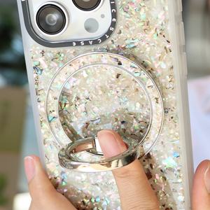 Custom Magnetic Hand Grip Ring 360 Degree Rotation Pearl Kickstand <b>Phone</b> Grip Ring Stand for Iphone 16 15 14 13 12 11 Series - Product Image 1