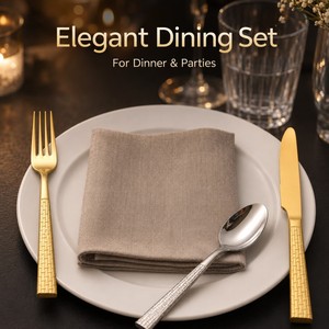Modern Design 5 Pieces Hammered Handle Silver Flatware Stainless Steel Cutlery <b>Set</b> for Restaurants - Product Image 5