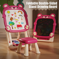 Tableau de dessin pliable double face pour enfants, tableau blanc magnétique effaçable avec chaise pour la maison et la maternelle