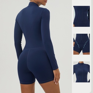 Neue Reiß verschluss Langarm Leggings Fitness Yoga Kleidung Set Hochfeste Sportswear Gym Workout Einteiliger Yoga Jumps uit für Frauen - Product Image 3