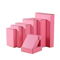 Caja de cartón Rosa personalizada, caja de embalaje de envío de correo corrugado con logotipo, caja de correo de ropa de regalo reciclable