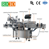 RICIO Applicateur d'étiquettes automatique pour boîtes et cartons à dessus plat, avec machine de scellage et d'étiquetage des coins double face