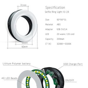 Anneau lumineux pour selfie pour téléphone Anneau lumineux rechargeable pour téléphone portable à clipser pour smartphone ordinateur portable appareil photo 3 modes d'éclairage réglables - Product Image 3