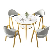 Nouveauté, style moderne et luxueux, options de couleurs, prix bas, vente en gros, ensemble de table et de chaises rondes pour 4 personnes