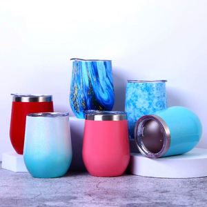 12Oz Double Wall <b>Insulated</b> <b>Cup</b> Egg Shape Stainless Steel <b>Cups</b> Wine Wedding Gift Drink Tumbler - Product Image 1
