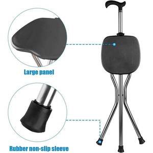 Bastón Plegable con Asiento, Mango Derby, Bastón Ajustable con Trípode, Silla Bastón Ligera, Ayuda de Movilidad <span class=keywords><strong>para</strong></span> Personas Mayores, Antideslizante - Product Image 3