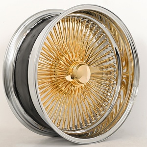 Rueda de alambre Mforegd personalizada de 20, 22, <span class=keywords><strong>24</strong></span>, 26 pulgadas, centro dorado estándar, recta, con <span class=keywords><strong>72</strong></span>, 100, 150 radios, tipo Knock-Off para vehículos clásicos. - Product Image 4