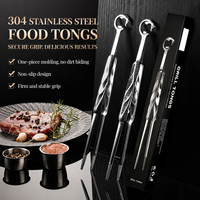 Pinces alimentaires en acier inoxydable 304, 2-en-1, à long manche, pour barbecue et service, avec décapsuleur, pour cuisine, buffet, vente en gros