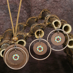 Ensemble collier et boucles d'oreilles en alliage Bohemia, design géométrique, plaqué bronze antique, bijoux pour femmes, ensemble tendance - Product Image 4