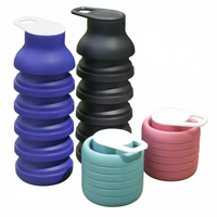 Bouteille d'eau pliable en silicone, sans BPA, portable, pour le camping, la randonnée et les sports de plein air