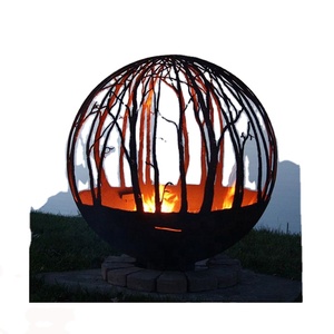 BARBECUE Fuoco Ciotola Corten Acciaio Inox <span class=keywords><strong>Camino</strong></span> Grill All'aperto <span class=keywords><strong>Camino</strong></span> Corten Acciaio Inox Sferico Buca per il Fuoco <span class=keywords><strong>Griglia</strong></span> - Product Image 1
