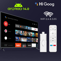 Clé TV U9 Blanche Rk3518 2 Go de RAM 16 Go de ROM Android OS Décodeur Double Wifi BT USB+Type-C Android 14 Clé TV