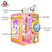 Joy Photo Cabine photo interactive en forme de chat et de lapin, à monnayeur, avec impression instantanée et distributeur d'autocollants photo pour centre commercial