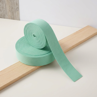 Bande élastique plate en sergé double face vert menthe en polyester, vente en gros d'usine, pour ceintures de vêtements et sacs