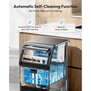 Machine à glaçons commerciale Euhomy 120 lb/24h sous comptoir en acier inoxydable avec réservoir de 25 lb – Machine à glaçons en cubes électrique - Product Image 5
