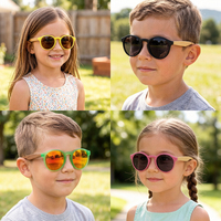 Gafas de sol biodegradables para niños, lentes de sol polarizadas Retro de Bambú