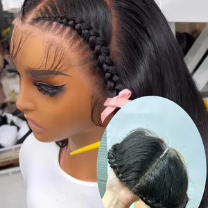 ท็อปเปอร์ผมแท้แบบไม่<span class=keywords><strong>ต</strong></span>้องใช้กาว 13x4 แบบคลิปติด ทรงเกเล่ ทูร์บัน สำหรับผู้หญิง ทรงผมแอฟโฟร <span class=keywords><strong>ทวิ</strong></span>สต์ พร้อมผมด้านหน้าแบบลูกไม้ - Product Image 2