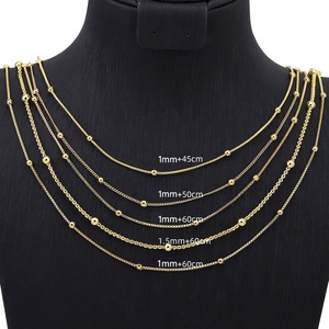 Collier en cuivre plaqué or 24 carats pour femme Jxx Fashion, chaîne fine de 1 à 8,5 mm, serti de perles, style hip-hop tendance, principalement en laiton - Product Image 5