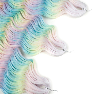 Estensioni per <span class=keywords><strong>Capelli</strong></span> Sintetici all'Uncinetto 24 Pollici, Onda d'Acqua per Trecce Colorate Arcobaleno, Ricci Profondi ANNA Tinti - Product Image 4