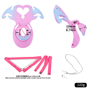 Cage de chasteté en résine Devil Heart Sissy, avec anneau de pénis, verrouillage pour bondage masculin, tailles S/M/L, jouet intime BDSM pour adulte, pour l'abstinence. - Product Image 5