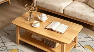 Modern Solid Wood Coffee <b>Table</b> with Storage Shelf Scandinavian Living Room Furniture - Product Image 6