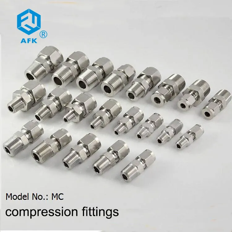 1/4 3/8 Fitting kompresi Npt pria Fitting tabung Ferrule tunggal baja tahan karat Hexagon MC konektor tempa dukungan Online Pria