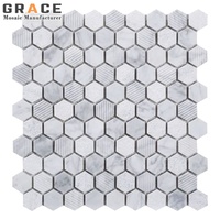 Luxe Rare Couleur Naturelle Carrare Or Marbre Mosaïque Hexagone Blanc Mur Backspash Décor Et Sol Intérieur Carreaux De Pierre