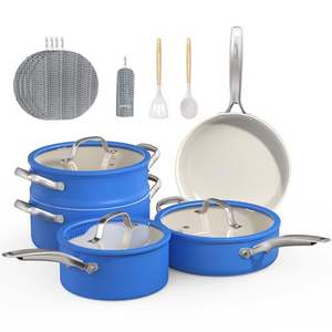 Ensemble de poêles à frire roses pour la maison, poêle à fond plat épaisse et portable, haute valeur esthétique, poêle antiadhésive en pierre de blé et de riz - Product Image 2