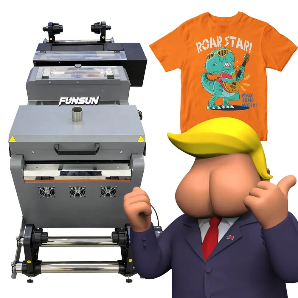 Camiseta de lona funsun, impressora de filme dtf de máquina de impressão de camiseta, com máquina agitadora e cabeça dx9 para epson