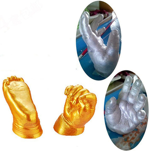 Plâtre de <span class=keywords><strong>pied</strong></span> de bébé 3D DIY, souvenir créatif, couleur or et argent, préserver chaque détail précieux - Product Image 3
