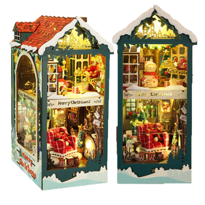 Kit de Manualidades de Madera para Rincón de Lectura Navideño, Casa en Miniatura 3D <span class=keywords><strong>con</strong></span> Luz LED, Pueblo Nevado, Inserto para Estantería, Rompecabezas, Regalo para Adultos - Product Image 1