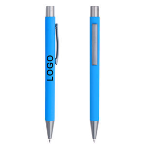 促销定制标志金属圆珠笔软橡胶涂层点击多色印刷商业广告钢笔礼品 - Product Image 4