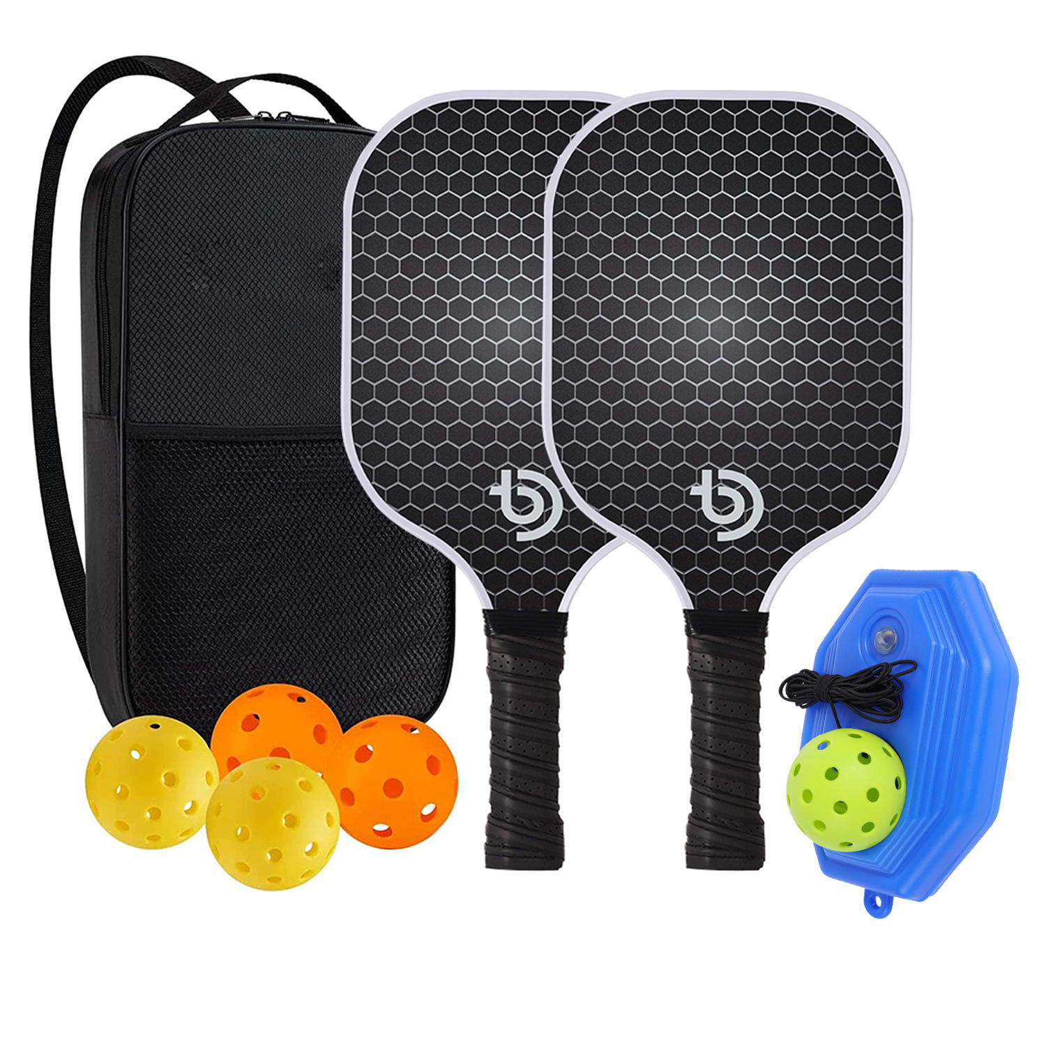 2 rackets + 4 balls + 1 bag + 1 trainer