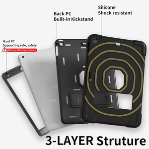 Étui robuste anti-chute <span class=keywords><strong>pour</strong></span> <span class=keywords><strong>tablette</strong></span> avec support anneau, coque de protection PC+Silicone avec béquille et fente <span class=keywords><strong>pour</strong></span> iPad 7/8/9 10.2 pouces - Product Image 2