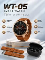 Nuevo Reloj Inteligente WT-05 Redondo con Llamadas, Alertas de Mensajes, Podómetro, Monitor de Ritmo Cardíaco, Pantalla TFT y Auriculares