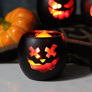 Lanterne de citrouille d'Halloween en métal noir avec visage sculpté, réutilisable, de haute qualité, pour la décoration de la maison et des fêtes - Product Image 2