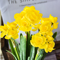 Bouquet de 3 fleurs artificielles de narcisse effet naturel, en caoutchouc souple, pour la décoration de la maison au printemps et à Pâques
