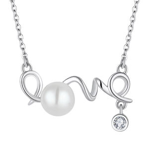 Wholesale Custom Trendy Women Rhodium Plated 925 Sterling Silver Real Dainty <strong>Pearl</strong> <strong>Necklace</strong> - Product Image 1