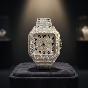 Conjunto de Reloj de Moda con Diamantes Completos, Esfera Cuadrada de Moissanita, Acero Inoxidable, Cristal, Resistente al Agua 10 Bar, Cierre de Pulsera, Alta Gama - Product Image 3