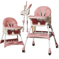 Chaise Haute Bébé Multifonctionnelle Pliante Chaude, Réglable en Hauteur, Chaise de Repas Bébé 3-en-1 pour Enfants