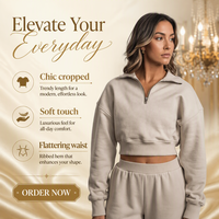 Ensemble de survêtement décontracté pour femme avec sweat à demi-zip et pantalon de survêtement, personnalisable avec logo, coupe courte, grammage lourd, écologique, vente en gros