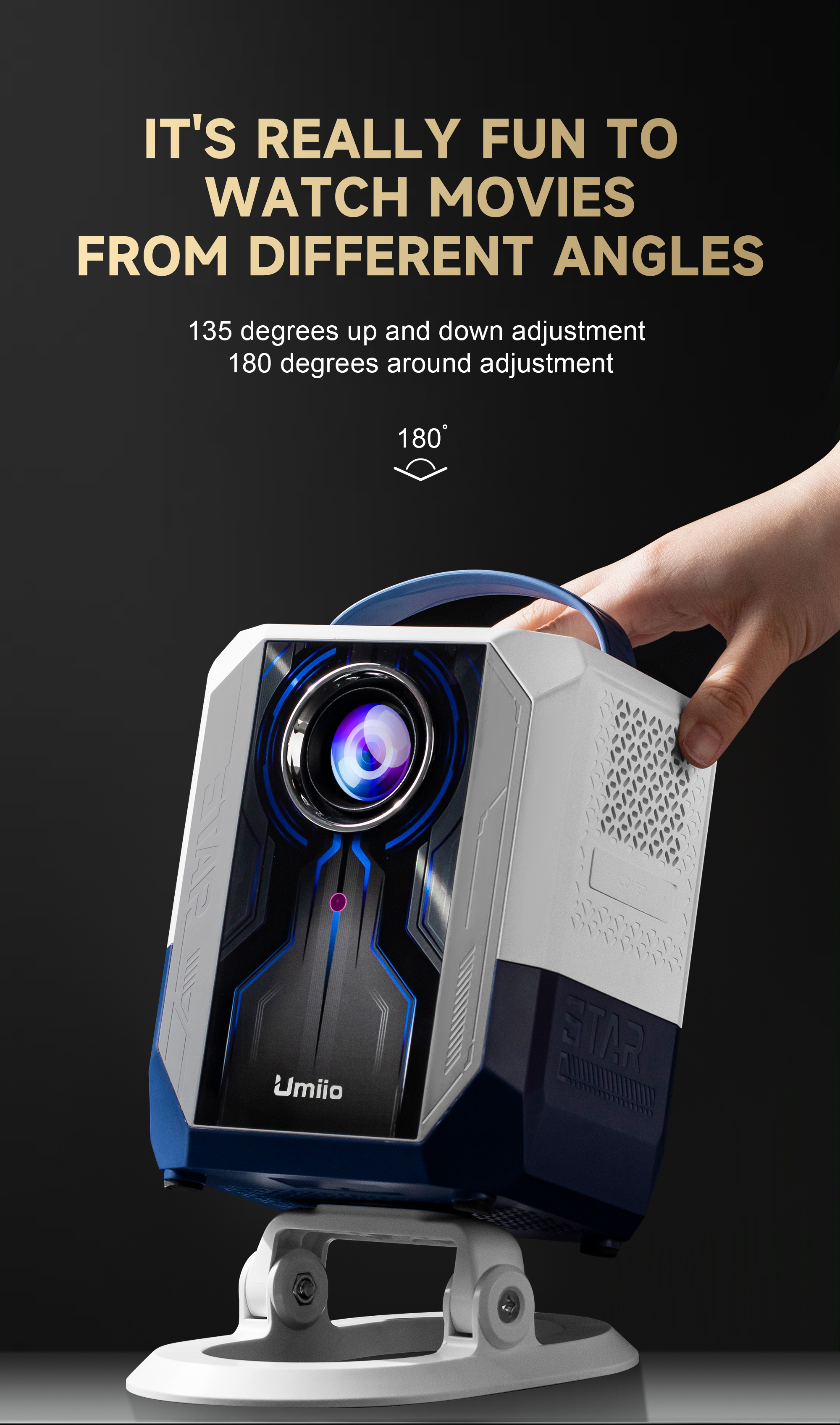 Umiio A600 Q5 Projector - Portable 4K HD Smart Home Theater