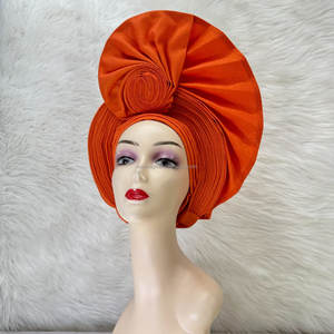 Pañuelo para la Cabeza Aso Oke Nigeriano Dorado para <span class=keywords><strong>Grupo</strong></span>, Alta Calidad, Tradicional, con Piedras y Cuentas, Pañuelo Africano Auto Gele - Product Image 6