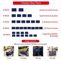 Lot de 10 sacs de rangement surdimensionnés 91L - Capacité 50 kg, ouverture large, tissu PE imperméable, double fermeture éclair, pour déménager ou ranger