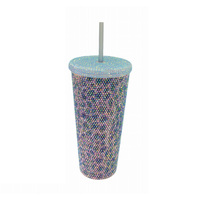 Vaso de Plástico de 24 oz con Diseño Multipatrón, Lujoso, con Purpurina Aplicada a Mano, en Caja de Regalo, Ecológico, Libre de BPA, Reutilizable, de Primera Calidad