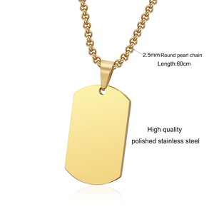 Collier pendentif en acier inoxydable, plaqué argent, or ou noir, avec plaque d'identification vierge, chaîne motard, pour hommes et femmes, bijoux hypoallergéniques - Product Image 2