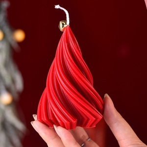 Wholesales Handmade Green Rotating Christmas Tree Scented <b>Candle</b>,<b>Red</b> White Christmas Tree Shaped <b>Candles</b> Xmas Eve Holiday <b>Candle</b> - Product Image 3