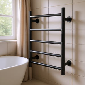Vevor Porte-serviettes chauffant électrique mural noir mat à 4 barres en acier inoxydable pour salle de bain, 50-60 cm - Product Image 2